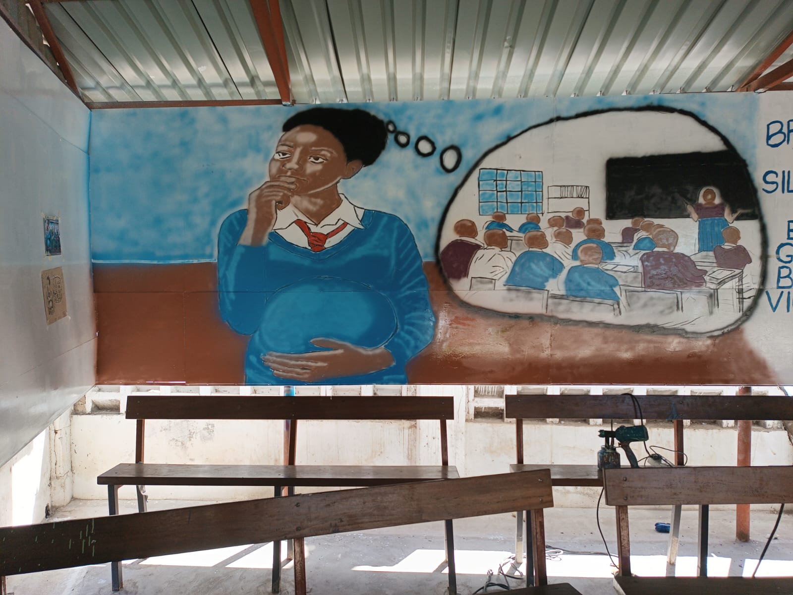 Teenage pregnancy awareness mural, view 2