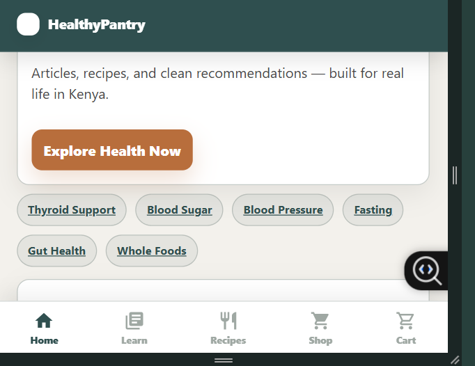 HealthyPantryPWA project screenshot