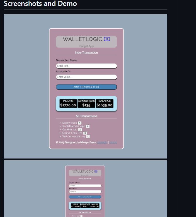 WalletLogic budget app screenshot